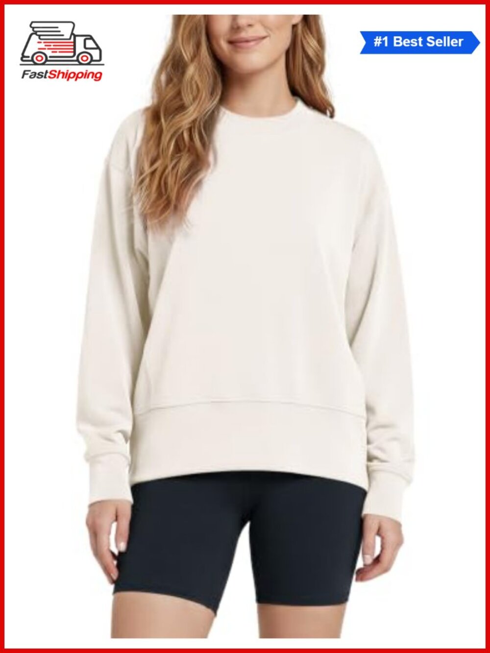 ✨ ODODOS Modal Soft Long Sleeve Oversized Sweatshirt High Crew Neck Relaxed